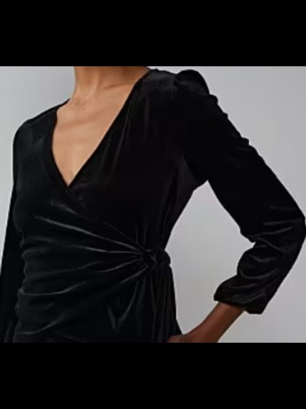 New York & Company Black Velvet Wrap Top